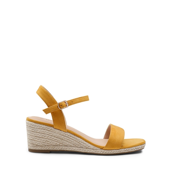 Open Toe Espadrille Wedge Sandals - YELLOW - 2